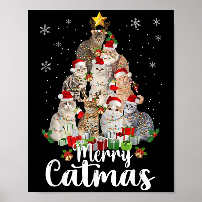 Jingle Meow Funny Cats Christmas Tees For Cat Love Poster (Front)