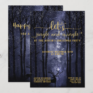 Jingle & Mingle Celestial Woodland Holiday Party Invitation