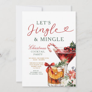 Jingle & Mingle Christmas Cocktail Holiday Party Invitation
