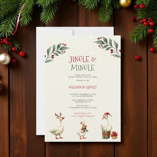 jingle & mingle Christmas Geese Party Invitation  (Creator Uploaded)