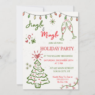 Jingle & Mingle Christmas  Holiday Party  Invitation