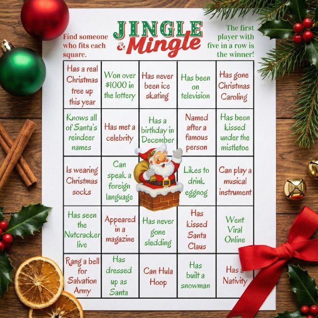 Jingle & Mingle Christmas Human Bingo Game Sheets Flyer (Jingle & Mingle Christmas Human Bingo Game Sheets )