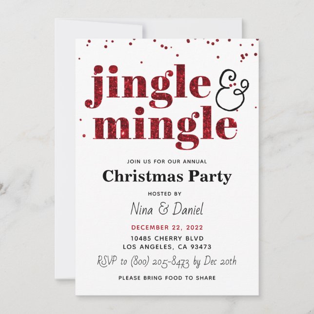 Jingle & Mingle Christmas Party Invitation (Front)