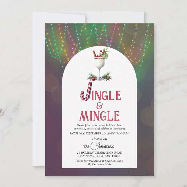 Jingle & Mingle Cocktail Christmas Party Invitation (Front)