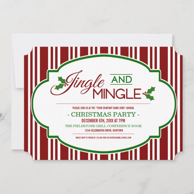 Jingle & Mingle Company Christmas Party Invitation (Front)