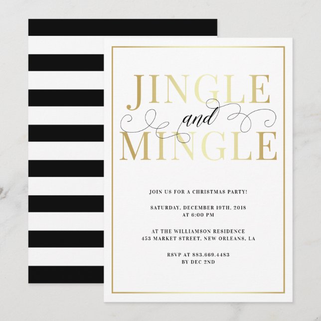 Jingle & Mingle | Elegant Holiday Party Invitation (Front/Back)