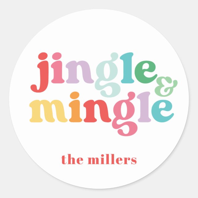 Jingle & Mingle Festive Colourful Christmas Classic Round Sticker (Front)