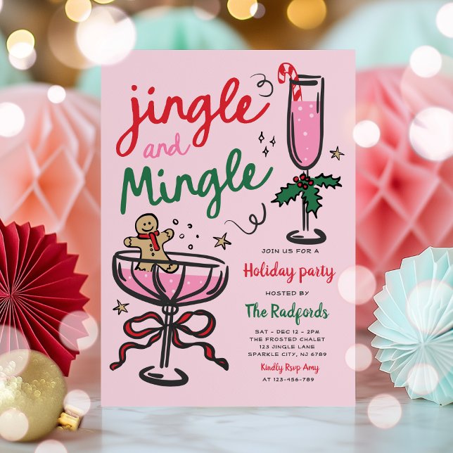 Jingle & Mingle Hand Drawn Christmas Holiday Party Invitation (Creator Uploaded)