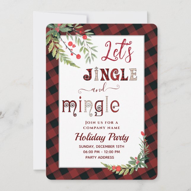 Jingle & mingle holiday party corporate invitation (Front)