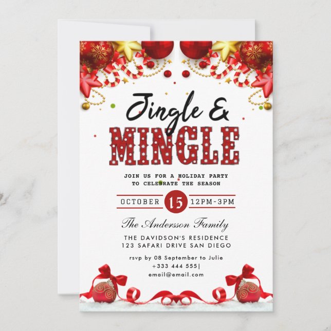 Jingle & Mingle Holiday Party Invitation (Front)