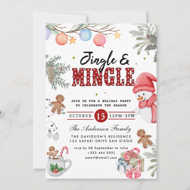 Jingle & Mingle Holiday Party Invitation (Front)