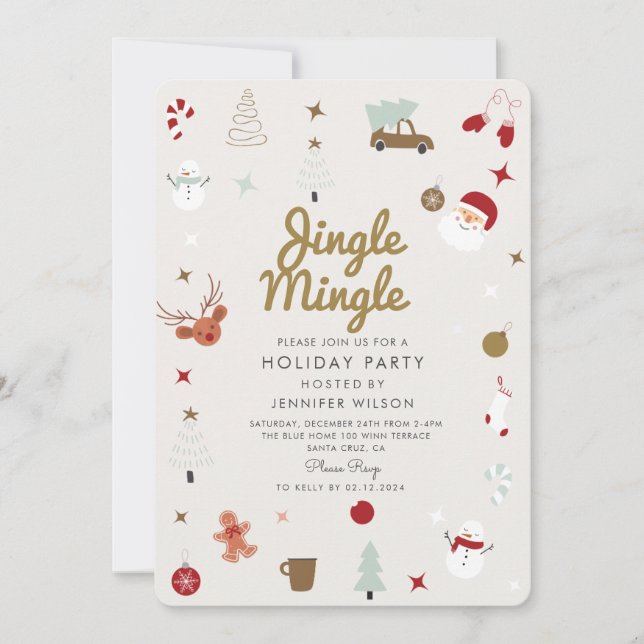 Jingle Mingle Merry Christmas Holiday Party   Invitation (Front)