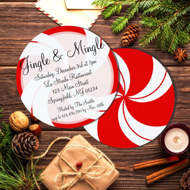 Jingle & Mingle Peppermint Christmas Invitation (Creator Uploaded)