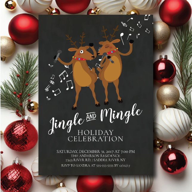 Jingle & Mingle Reindeer Holiday Party Invitation (Creator Uploaded)