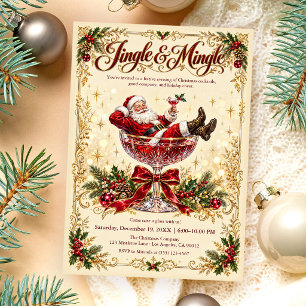 Jingle & Mingle Santa Christmas Cocktail Party Invitation