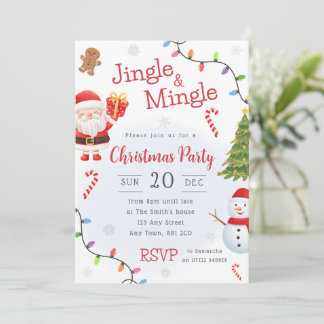 Jingle & Mingle Santa Snowman Christmas Party Invitation