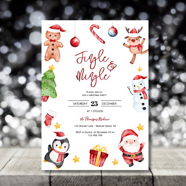 Jingle & mingle watercolor Christmas party Invitation (Creator Uploaded)