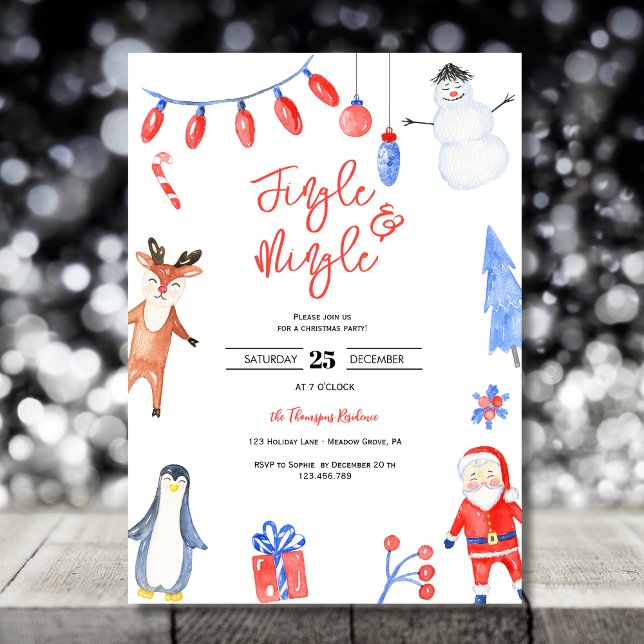 Jingle & mingle watercolor Christmas party Invitation (Creator Uploaded)