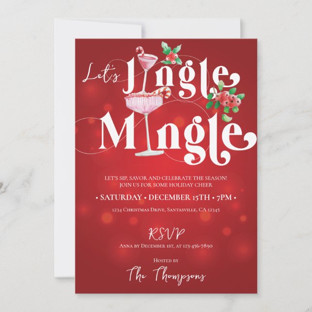 Jingle Mingle Xmas Holiday Season Christmas Party Invitation (Front)