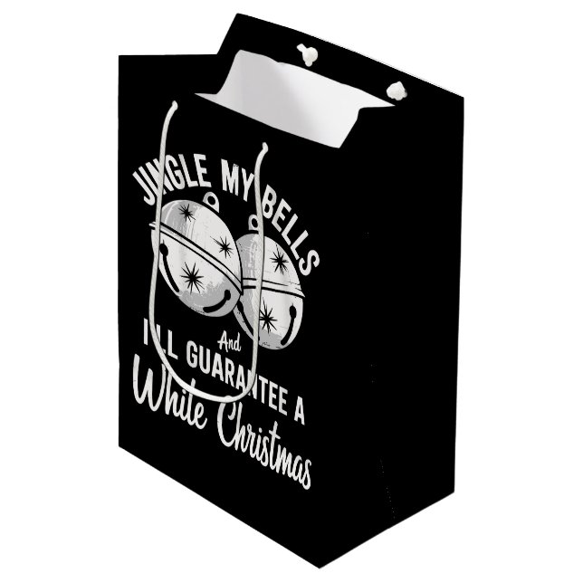 Jingle My Bells And I'll Guarantee White Christmas Medium Gift Bag (Front Angled)