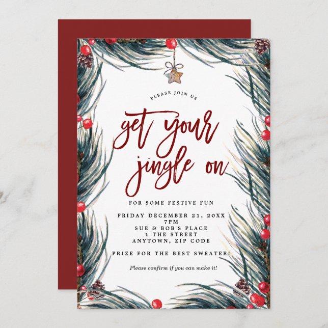 jingle on holiday christmas party invitation (Front/Back)