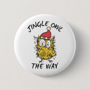 Jingle Owl the way Funny Santa Owl 6 Cm Round Badge