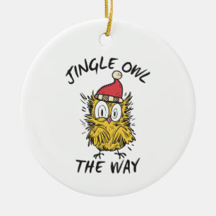 Jingle Owl the way Funny Santa Owl Ceramic Tree Decoration