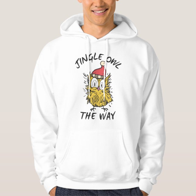 Jingle Owl the way Funny Santa Owl Hoodie (Front)