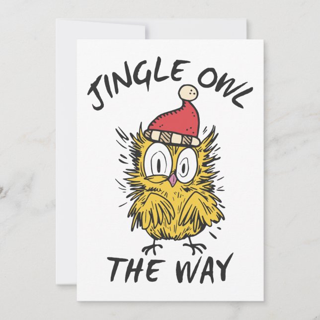 Jingle Owl the way Funny Santa Owl Invitation (Front)