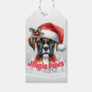 Jingle Paws and Boxer Dog Joy Gift Tags