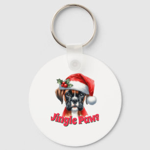 Jingle Paws And Boxer Dog Joy  Key Ring