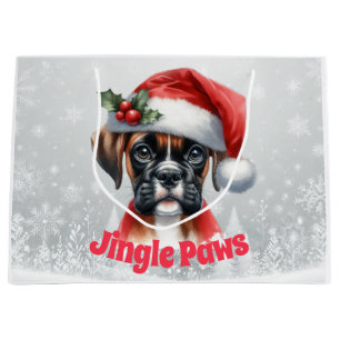 Jingle Paws and Boxer Dog Joy Large Gift Bag
