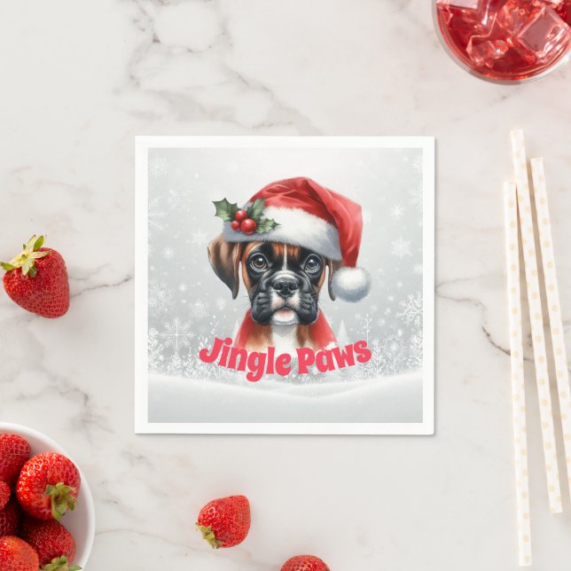 Jingle Paws and Boxer Dog Joy  Napkin (Insitu)
