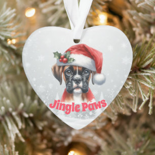 Jingle Paws and Boxer Dog Joy Ornament