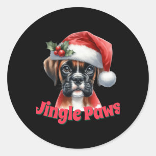 Jingle Paws And Boxer Dog Joy T Shirt  Classic Round Sticker