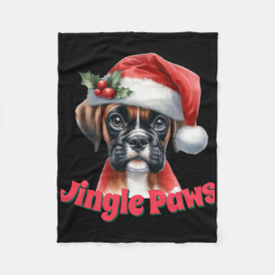 Jingle Paws And Boxer Dog Joy T Shirt Fleece Blanket