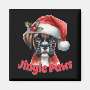 Jingle Paws And Boxer Dog Joy T Shirt Magnet