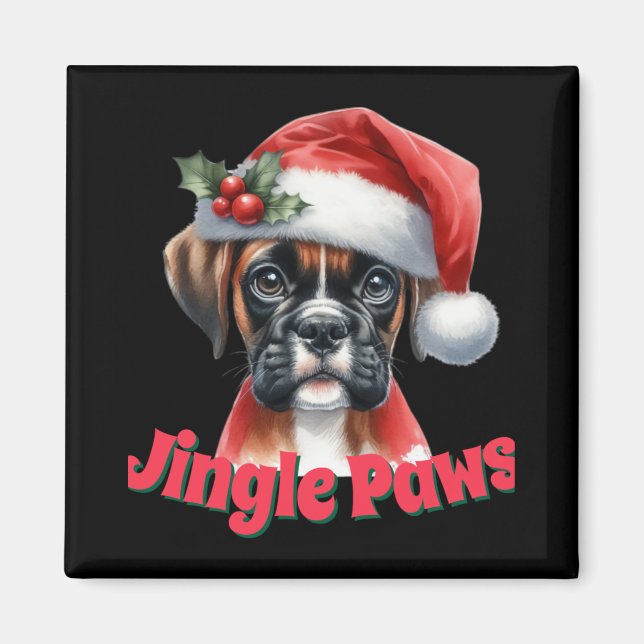 Jingle Paws And Boxer Dog Joy T Shirt  Magnet (Front)