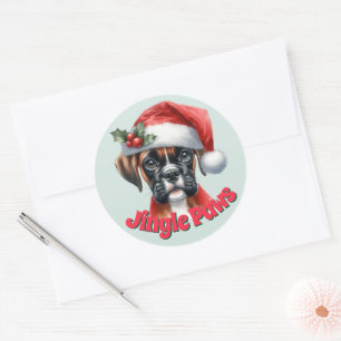 Jingle Paws Boxer Dog Classic Round Sticker
