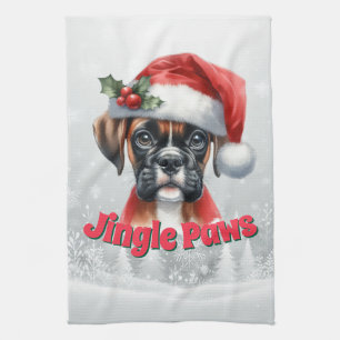 Jingle Paws Boxer Dog Tea Towel