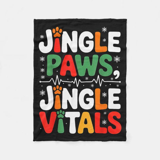 Jingle Paws Jingle Vitals Funny Vet Nurse Xmas  Fleece Blanket (Front)