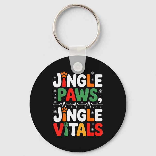 Jingle Paws Jingle Vitals Funny Vet Nurse Xmas  Key Ring (Front)