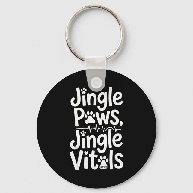 Jingle Paws Jingle Vitals Funny Vet Nurse Xmas  Key Ring (Front)