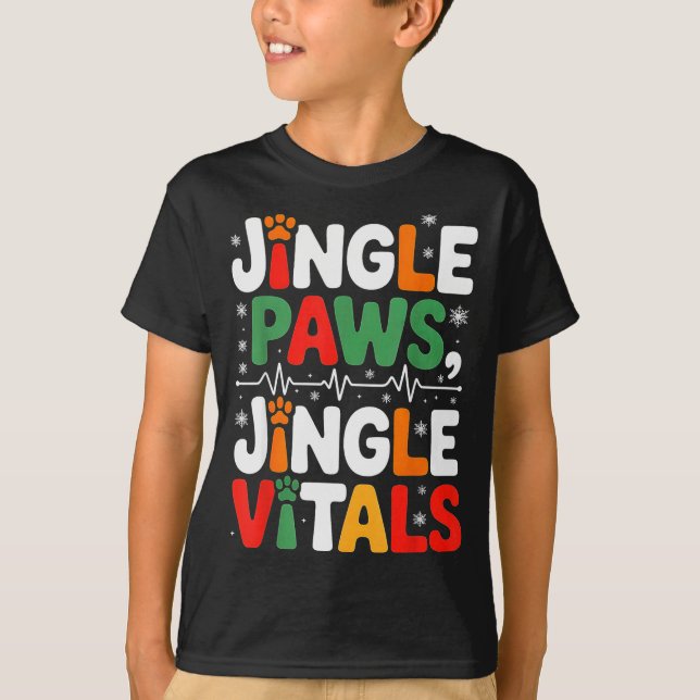 Jingle Paws Jingle Vitals Funny Vet Nurse Xmas  T-Shirt (Front)