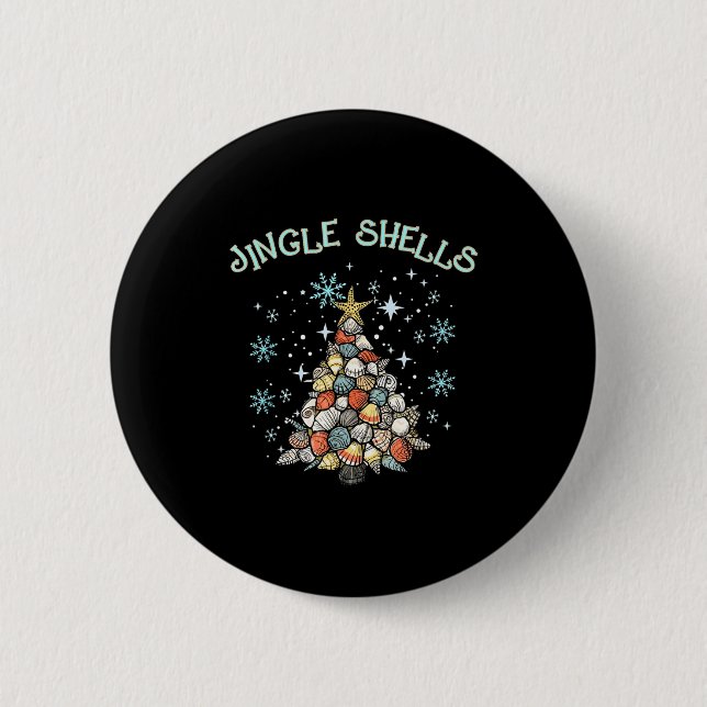 Jingle Shells Christmas Tree Snowflakes Celebratio 6 Cm Round Badge (Front)