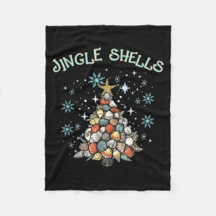 Jingle Shells Christmas Tree Snowflakes Celebratio Fleece Blanket