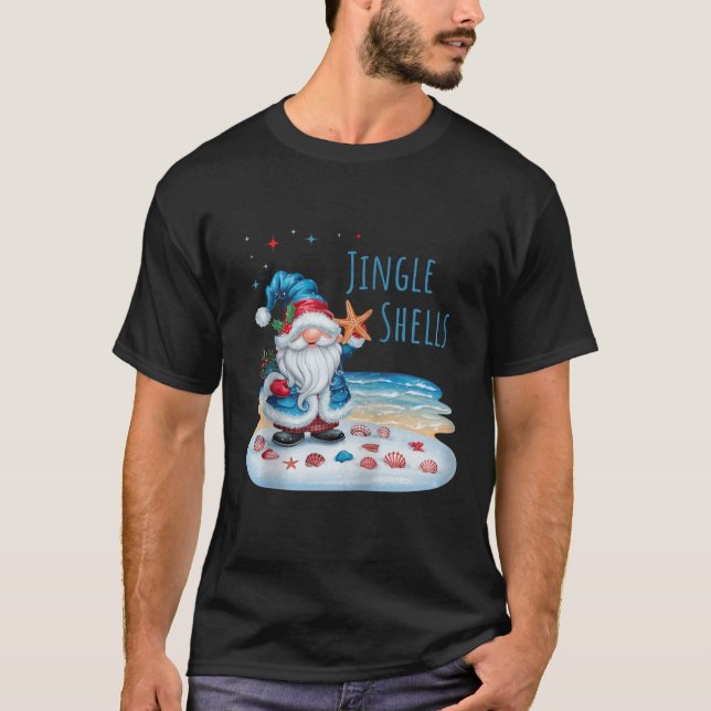Jingle Shells Funny Christmas Gnome Zip  T-Shirt (Front)