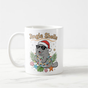 Jingle Shells Tropical Santa Manatee Christmas Coffee Mug