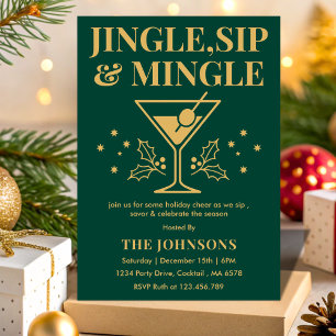 Jingle, Sip & Mingle Holiday Cocktail Soirée Invitation