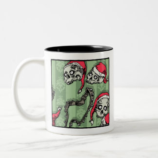 Jingle Skulls - Pop Goth Holiday Surreal Two-Tone Coffee Mug